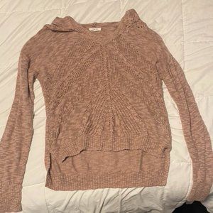 Maurices Knitted Creme/Tan Hooded Sweater